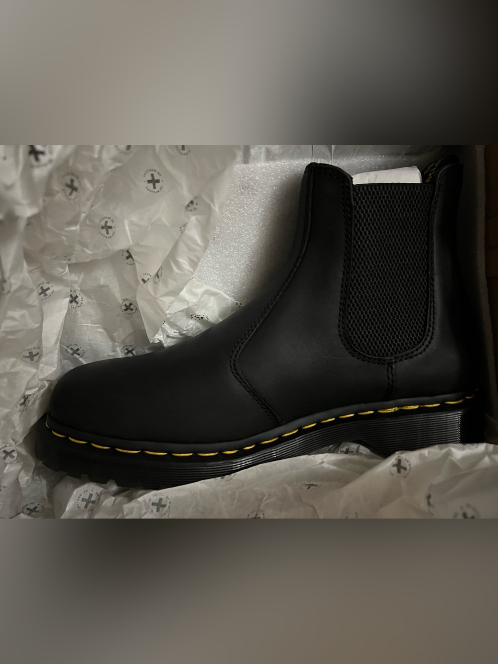 Dr. Martens Black Chelsea Boots with Yellow Stitching